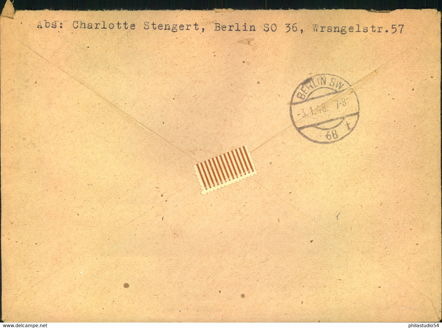 1948, Ortseinschreiben 2. Stufe Mit überstempeltem R-Zettel "Berlin SO 36" Auf "Berlin 93" - Sonstige & Ohne Zuordnung