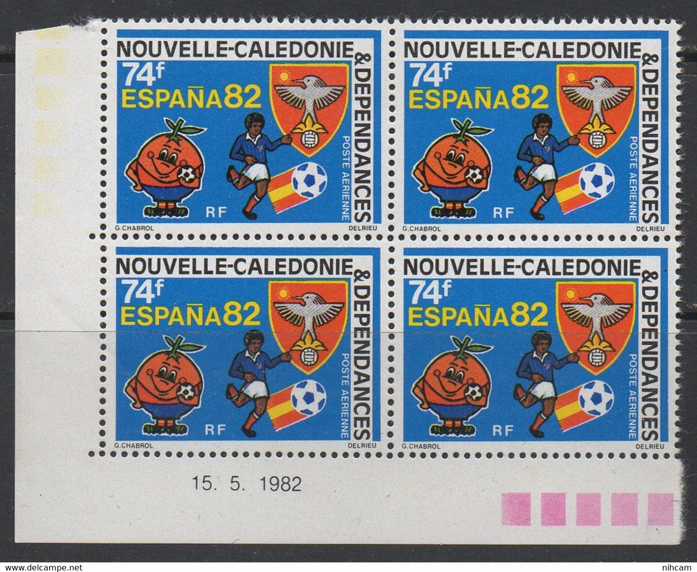 Nouvelle Calédonie collection 20 COINS DATES Bloc de 4 ** MNH (forte cote, high value, à voir !) 12 SCANS coin daté