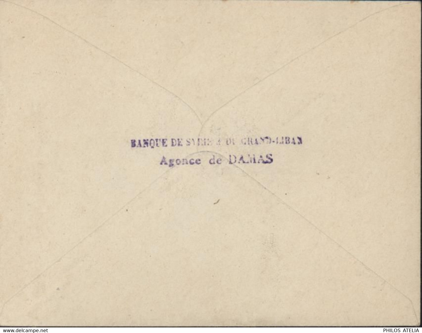 Syrie YT 158 Défaut + 156 Damas 14 6 29 Flamme Visitez L'exposition De Damas Aout 1929 + Imprimés Banque Syrie Gd Liban - Syria
