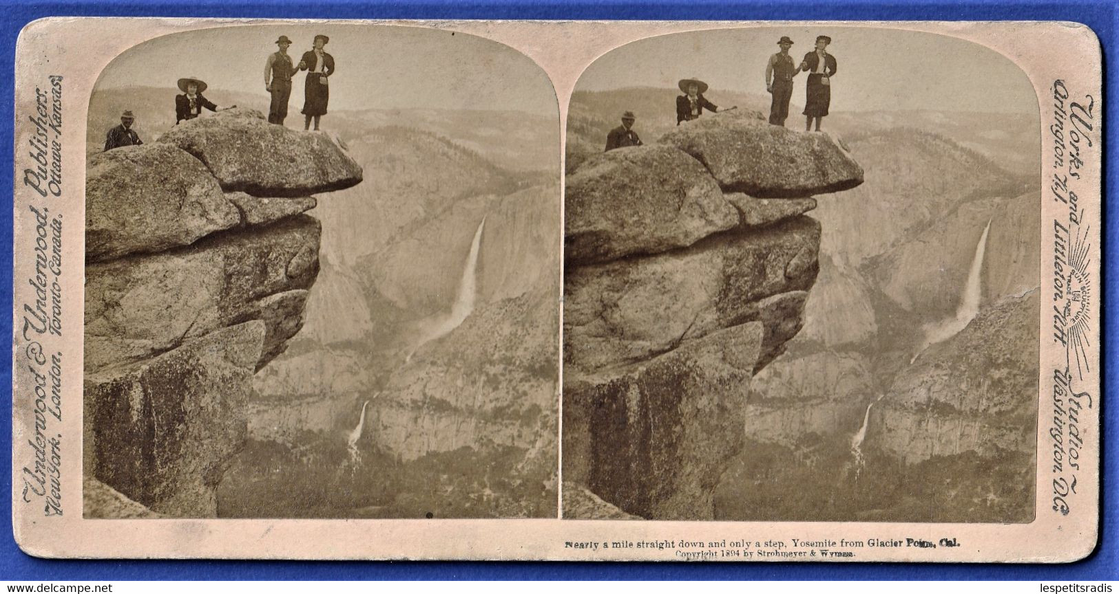 PHOTO STEREOSCOPIQUE, STEREOVIEW - Nearly A Mile Straight Down And Only A Step, Glacier Point, Yosemite, California USA - Fotos Estereoscópicas