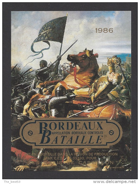 Etiquette De Vin Bordeaux  - Bataille - Thème Militaire Chevalier  - - Uniformes Anciens