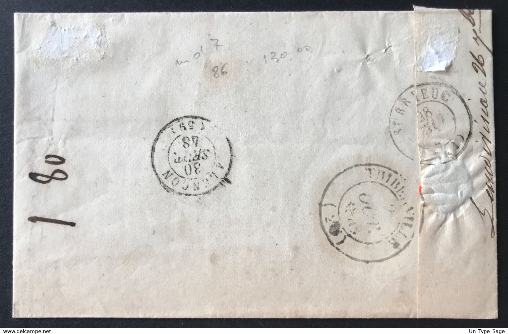 France TAD Type 13 LANDIVISIAU Sur Lettre (LSC) 28.9.1848 - (B722) - 1801-1848: Précurseurs XIX