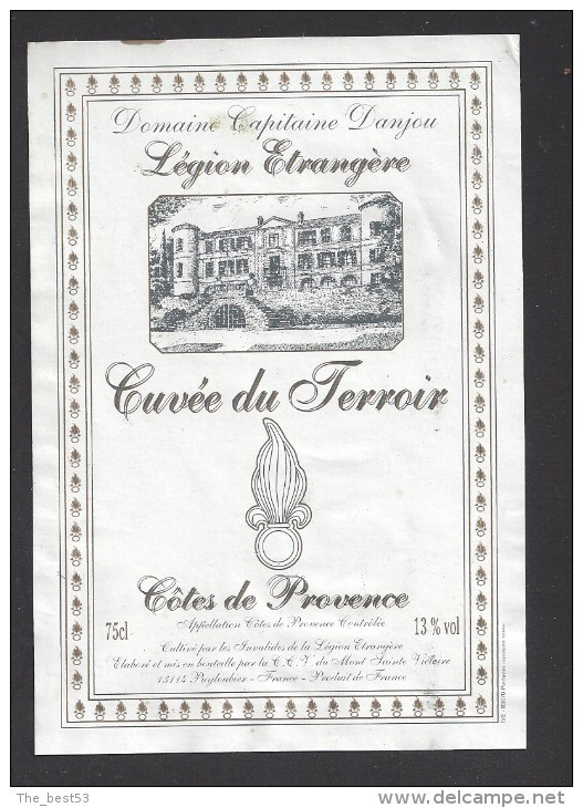 Etiquette De Vin Côtes De Provence -  Domaine Du Capitaine D'Anjou - Cultivé Par Les Invalides De La  Légion Etrangère - Militaria