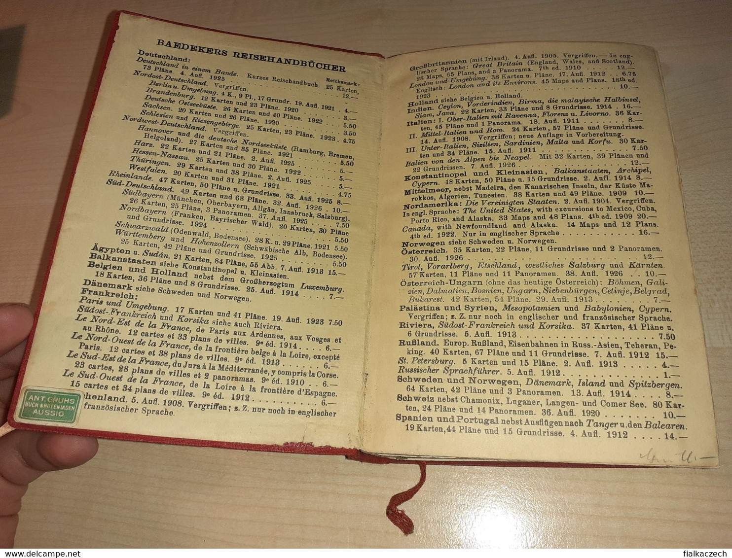 Baedekers, Rheinlande Tour Guide, 1925, Von Elsässischen Zur Holländischen Grenze + Ticket To Frankfurter Goethemuseum - Non Classés