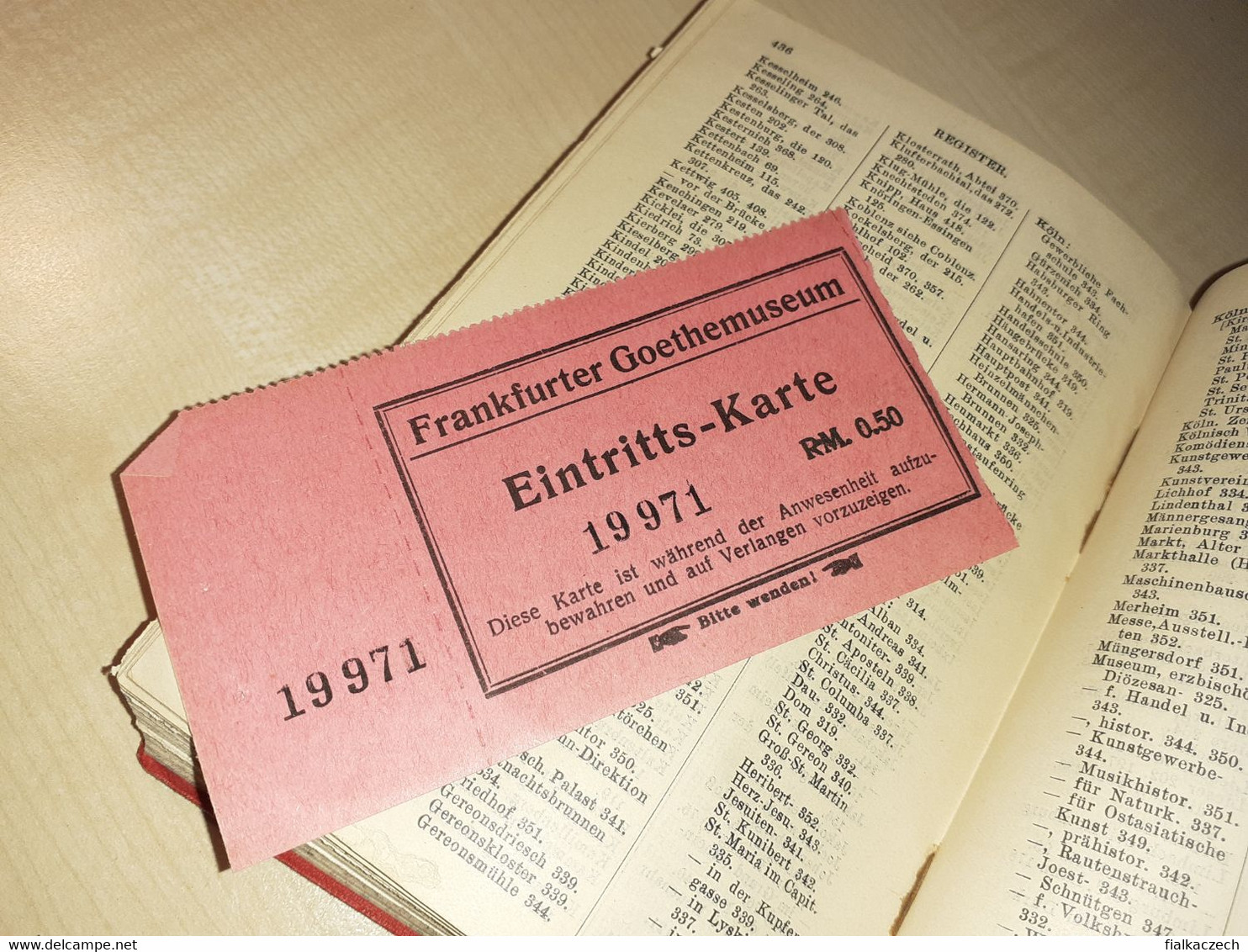Baedekers, Rheinlande tour guide, 1925, von Elsässischen zur Holländischen Grenze + Ticket to Frankfurter Goethemuseum