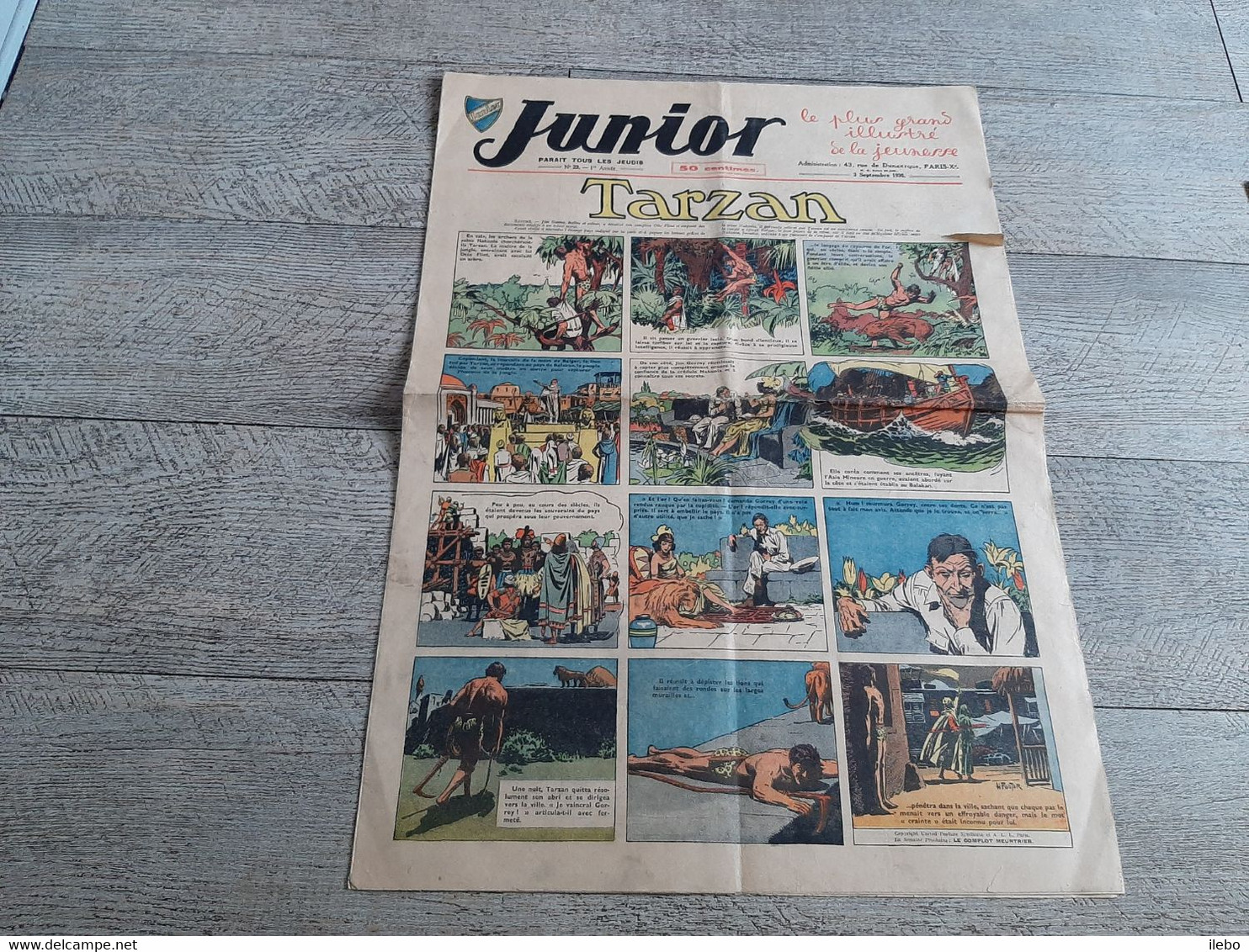 Junior Illustré De La Jeunesse Tarzan Professeur Soupe N°23 Sept 1936   Bande Dessinée - Tarzan