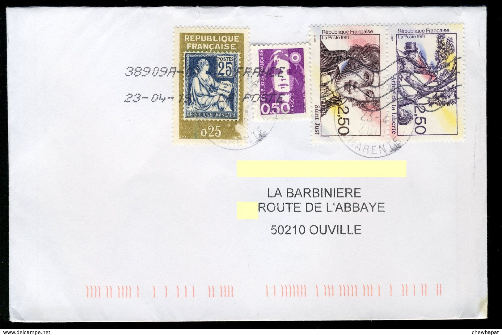 France Oblitéré Sur Enveloppe - Y&T N° 2701 Et 2703 - Arbre De La Liberté Et Saint Just - - Altri & Non Classificati