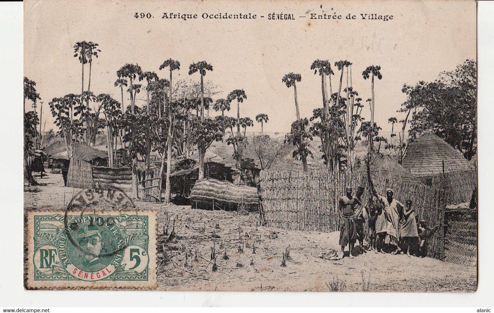 SENEGAL  N°34  )Sur CPA :  Entrée De Village BELLE ANIMATION  CIRCULEE  OCTOBRE 1907 - Sonstige & Ohne Zuordnung