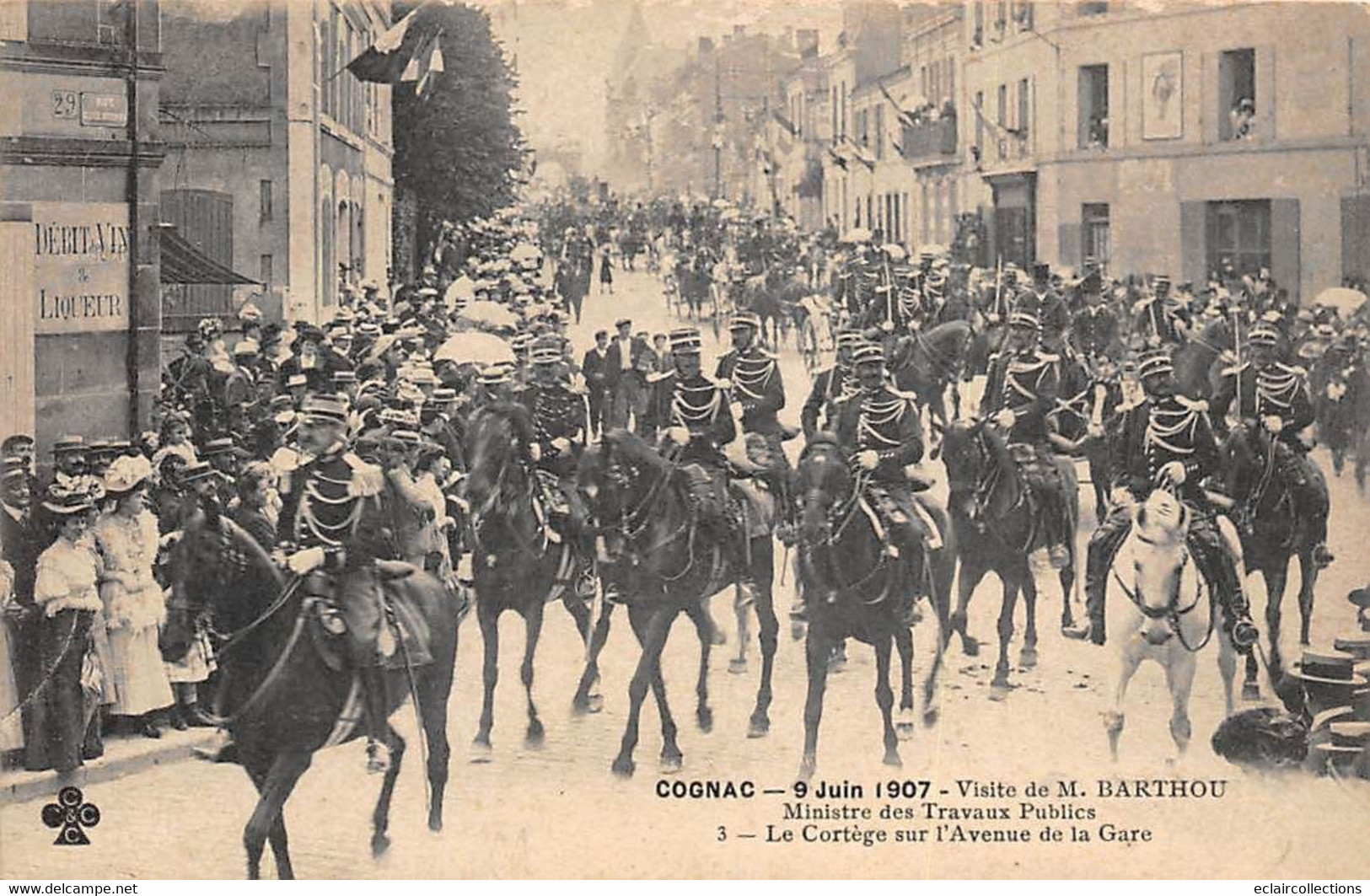 Cognac       16      Juin 1907  Visite De Barthou . Cortège Avenue De La Gare  N°3   (voir Scan) - Cognac