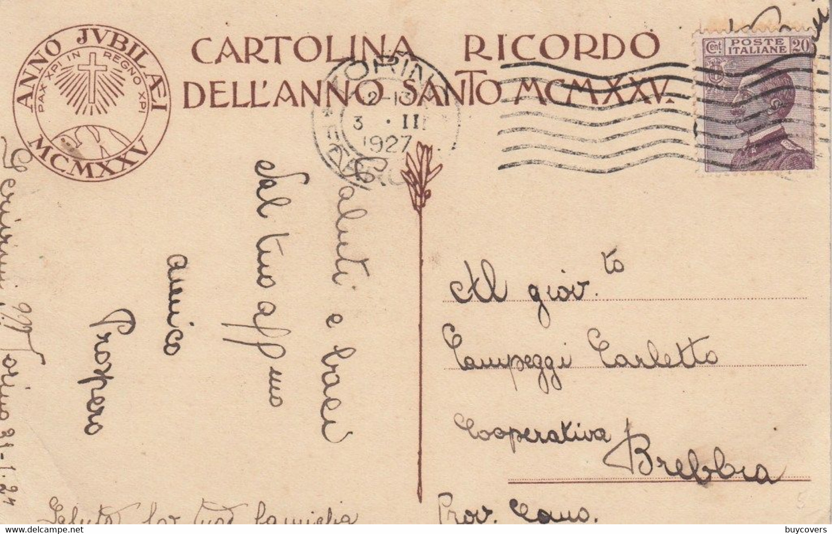 GG29 - REGNO - "Cartolina Ricordo Dell'Anno Santo MCMXXV"  Del 3 Novembre 1927 Da Roma A Brebbia (Como) - Other & Unclassified