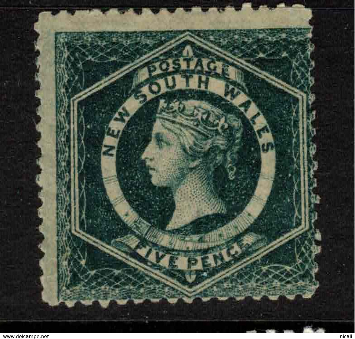 NSW 1860 5d Dark Bluish Green P13 SG 162a HM #BQX10 - Mint Stamps