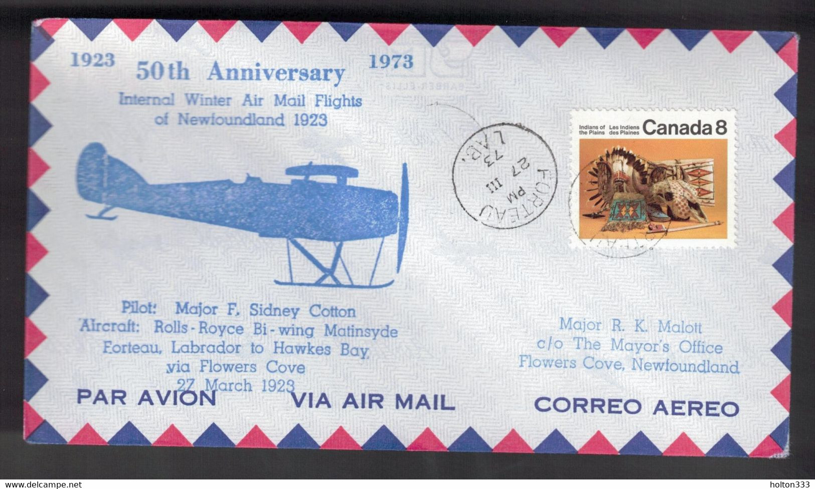 CANADA 50th Anniversary -  NL Flight Forteau Lab To Flower's Cove To Hawkes Bay 3 - Commemorative Covers