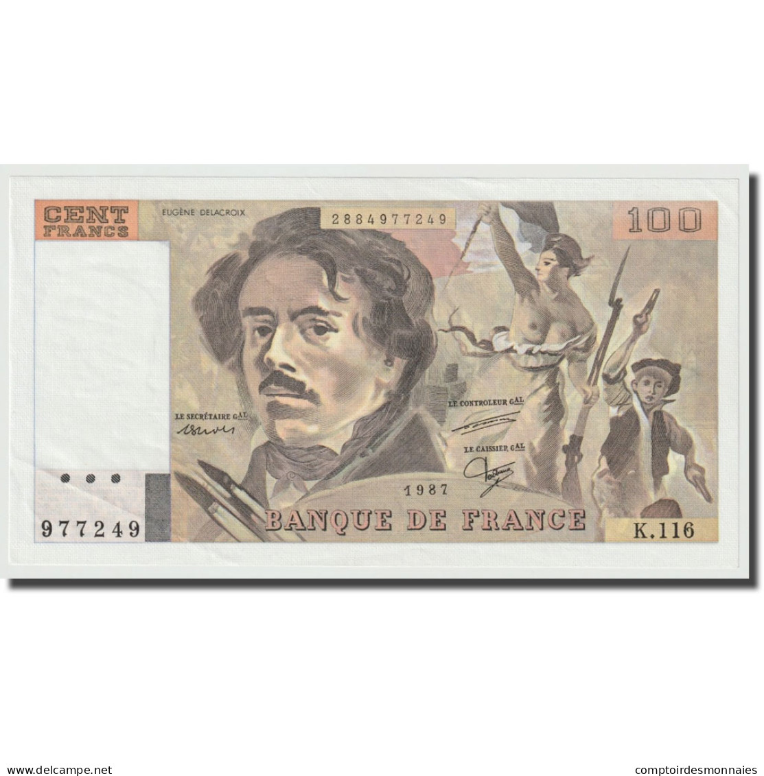 France, 100 Francs, Delacroix, 1987, NEUF, Fayette:69.11, KM:154c - 100 F 1978-1995 ''Delacroix''