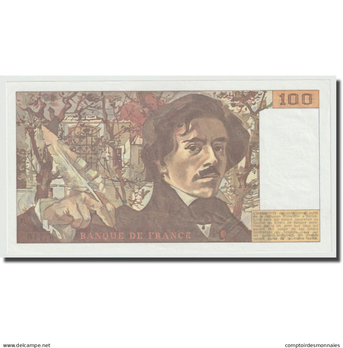 France, 100 Francs, Delacroix, 1987, NEUF, Fayette:69.11, KM:154c - 100 F 1978-1995 ''Delacroix''