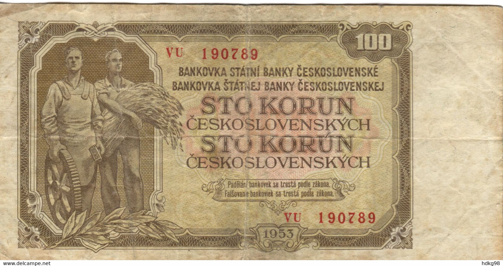 CSR+ Tschechoslowakei 1953 - 100 Korun - Tchécoslovaquie