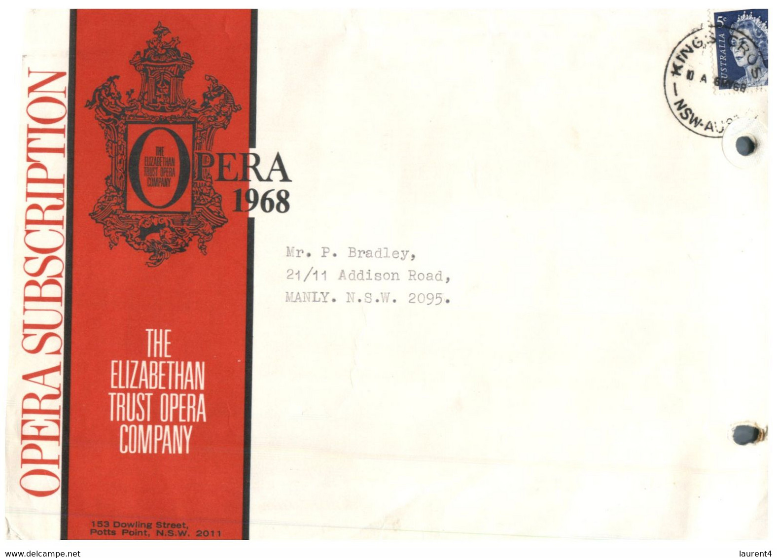 (NN 25) Australia Opera 1968 Cover - 23 X 17 Cm Cover - Otros & Sin Clasificación