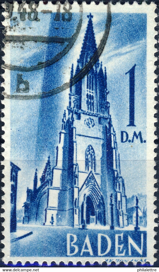 ALLEMAGNE / DEUTSCHLAND - Franz. Zone BADEN - 1948 - Mi.27yI 1DM Blau - Obl. / Gestempelt - TB (b) - Baden