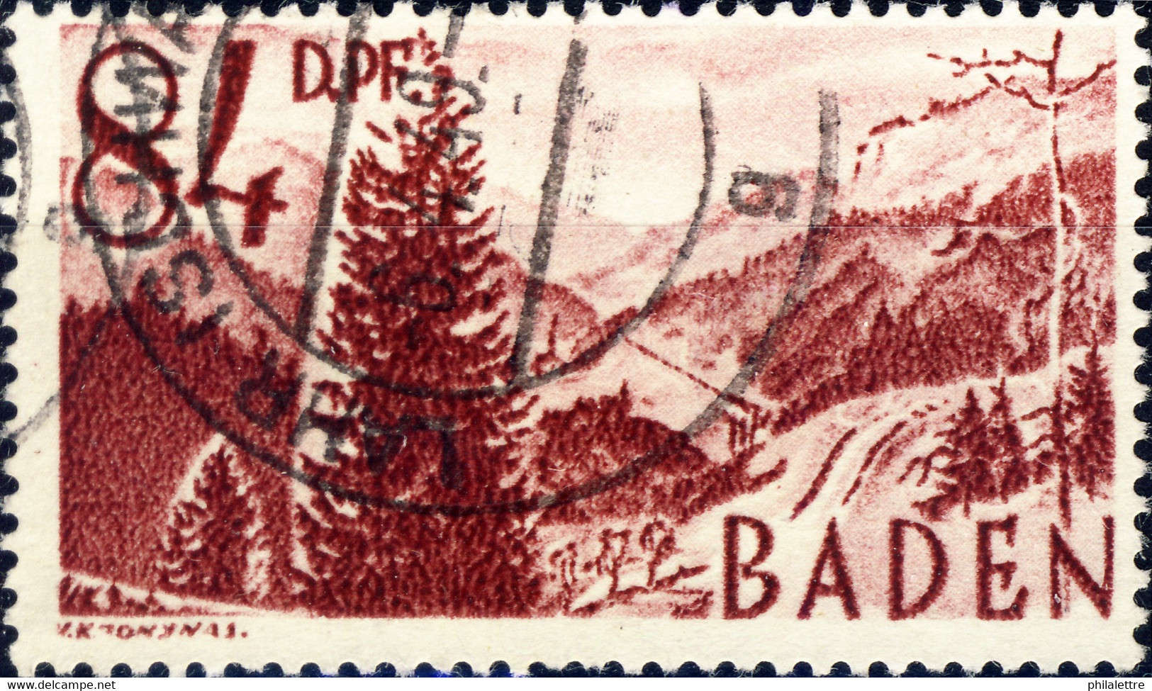 ALLEMAGNE / DEUTSCHLAND - Franz. Zone BADEN - 1948 - Mi.26yI 84 D.Pf.  - Obl. / Gestempelt LAHR (SCHWARZWALD) - TB - Bade