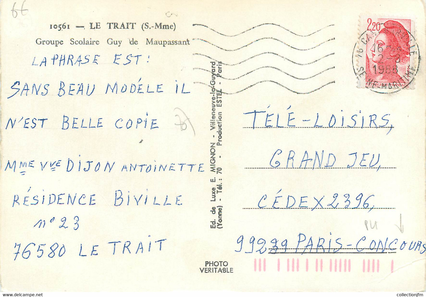 CPSM FRANCE 76 "Le Trait, Groupe Scolaire Guy De Maupassant". - Le Trait