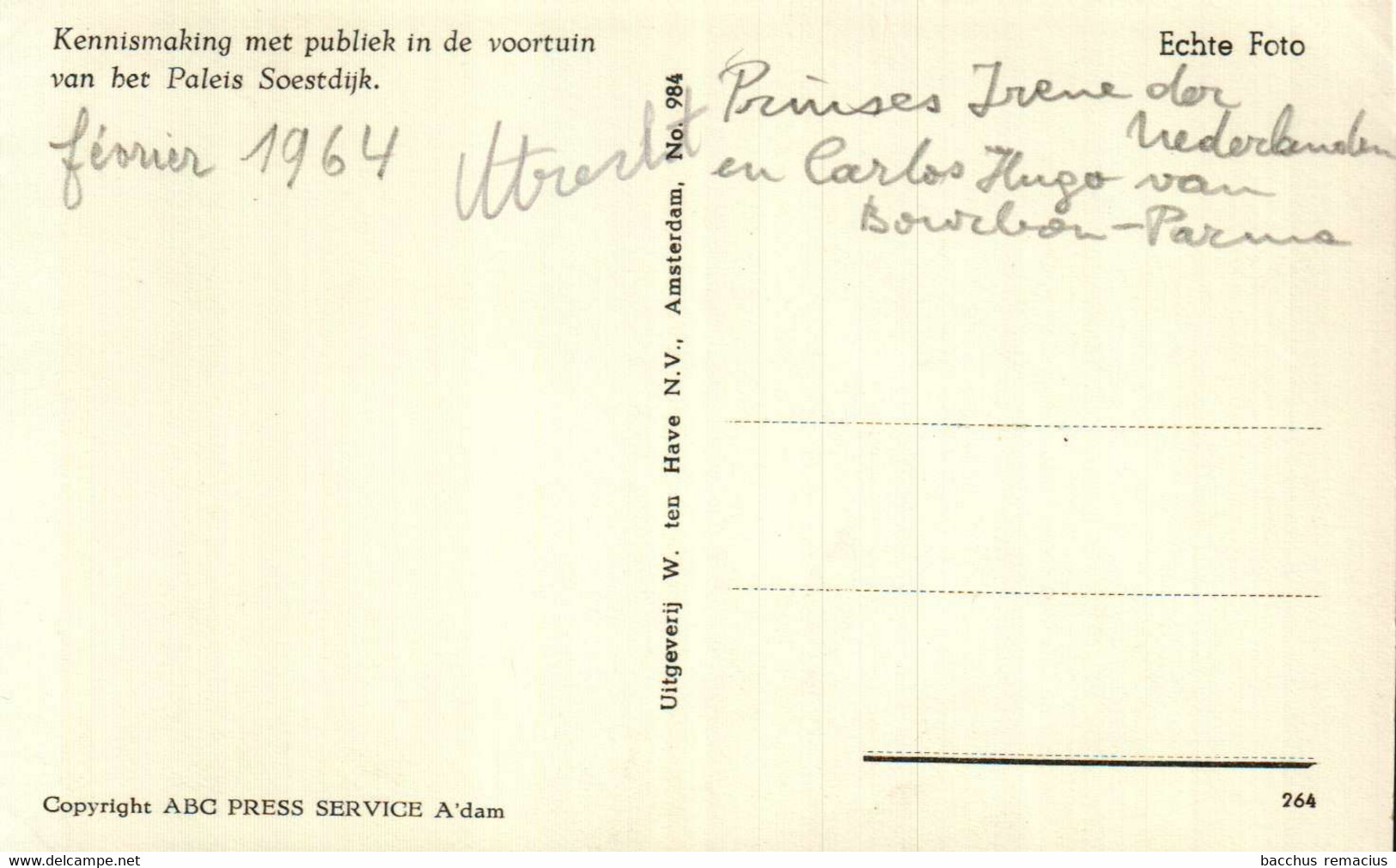 Prinses Irene En Carlos Hugo Van Bourbon-Parma Kennismaking Met Publiek In De Voortuin Van Het Paleis Soestdijk 04/1964 - Soestdijk