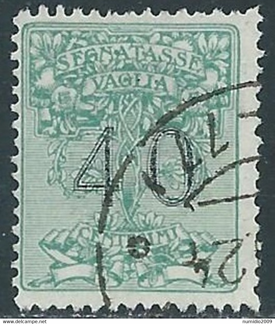 1924 REGNO SEGNATASSE PER VAGLIA USATO 40 CENT - RE31-4 - Vaglia Postale