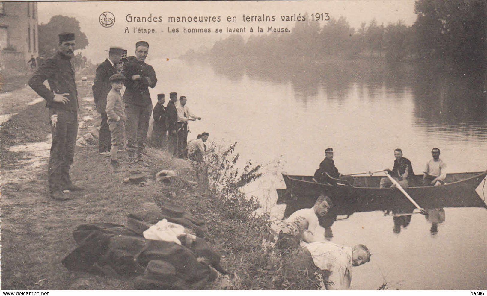 Grandes Manoeuvres En Terrain Variés 1913, à L'étape, Les Hommes Se Lavent à La Meuse - Maniobras