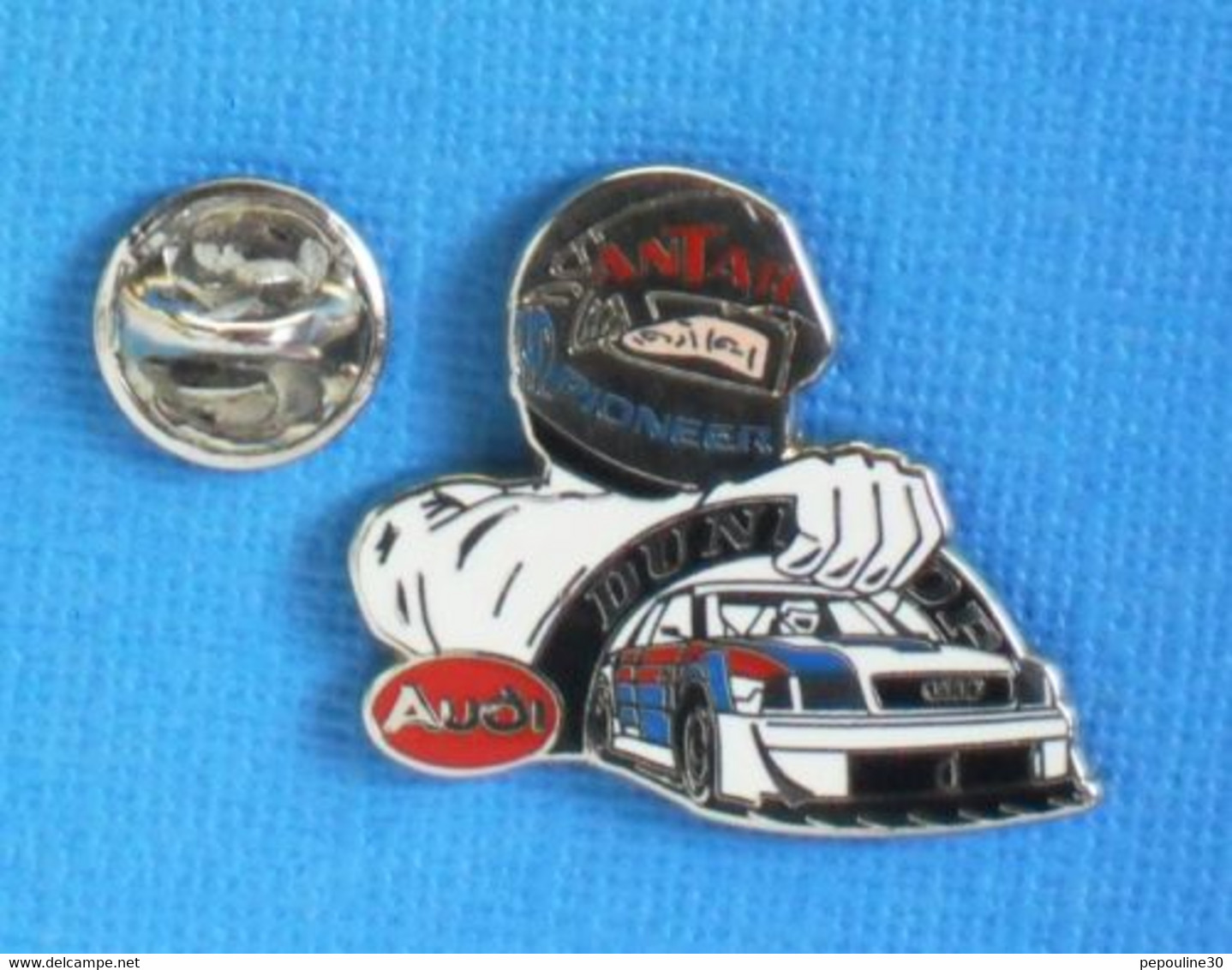 1 PIN'S //  ** PILOTE AUDI / 24H DU MANS / ANTAR / PIONEER / DUNLOP ** . (Jacabi)