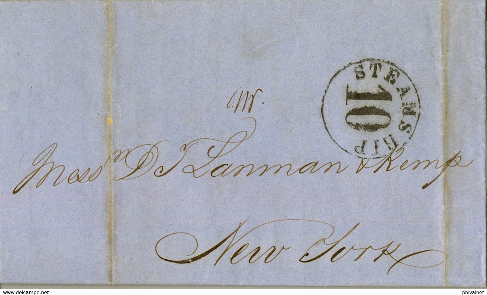 1860 CUBA , SANTIAGO - NUEVA YORK , MARITIME MAIL , " STEAMSHIP 10 " - Vorphilatelie