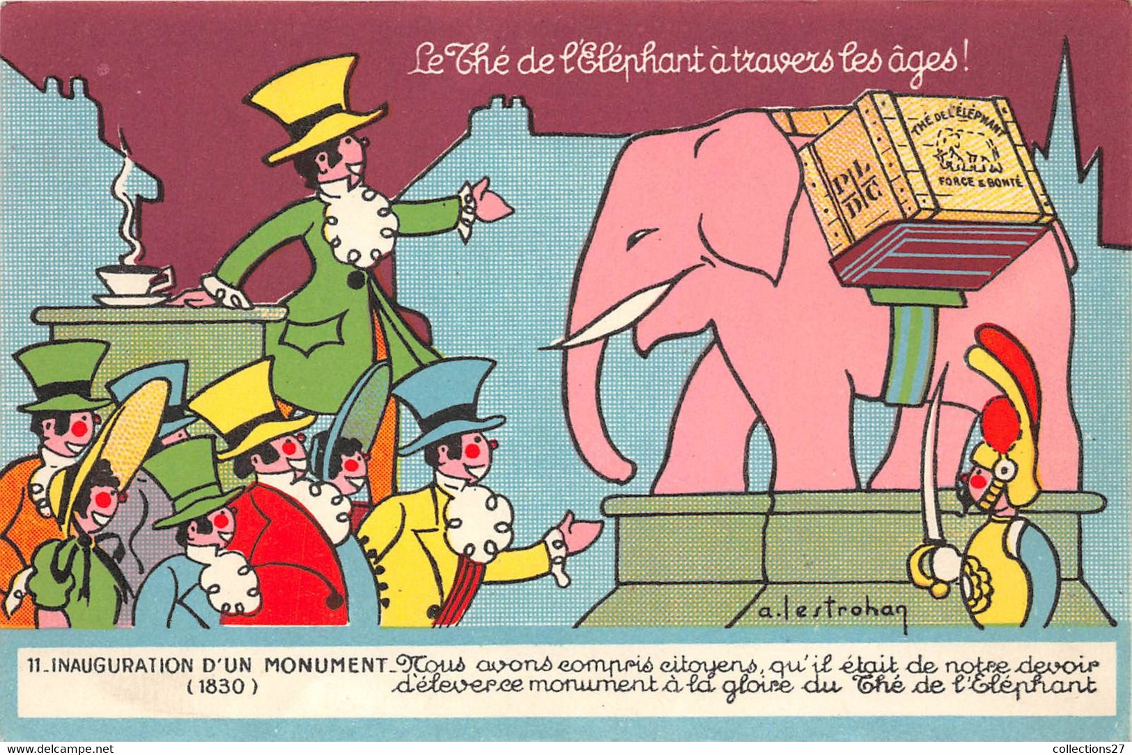 LESTROHAN-A- LOT DE 8 CARTES - LE THE DE L'ELEPHANT A TRAVERS LES ÂGES - Autres & Non Classés