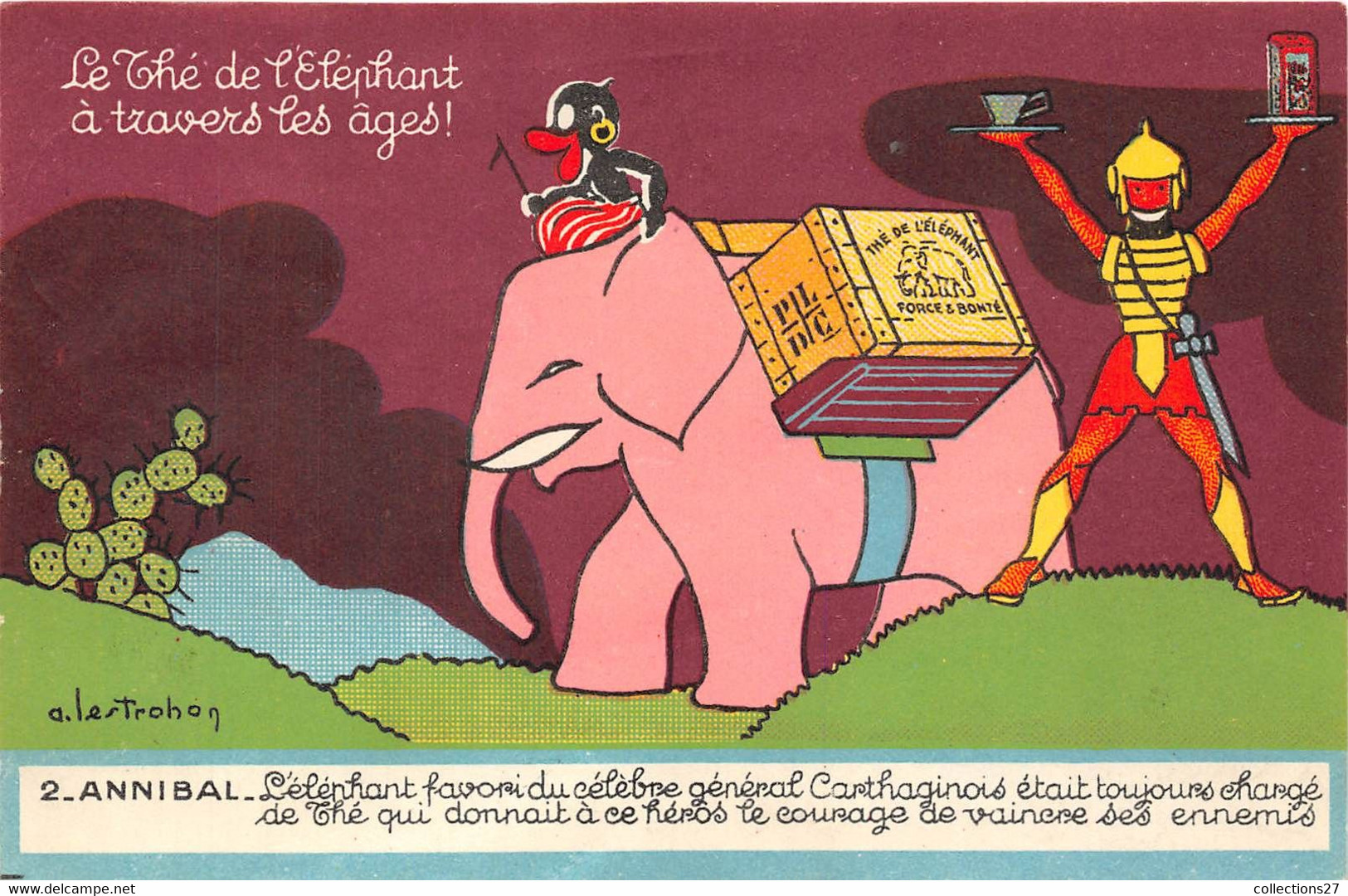 LESTROHAN-A- LOT DE 8 CARTES - LE THE DE L'ELEPHANT A TRAVERS LES ÂGES