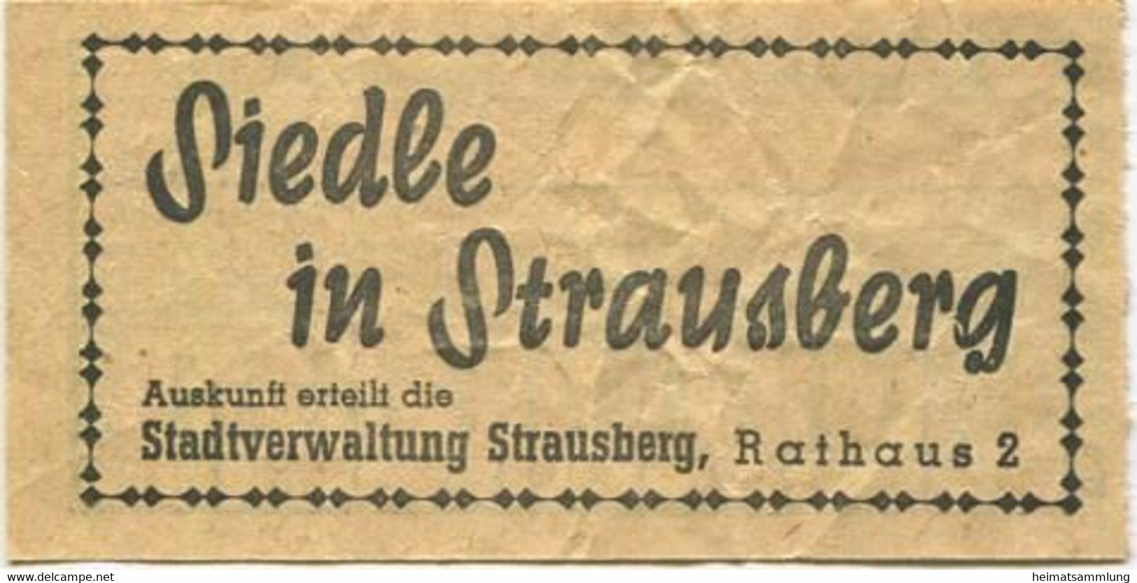Deutschland - Strausberg - Strausberger Eisenbahn Aktiengesellschaft - Fahrschein 1. Zone RM 0,10 - Europe