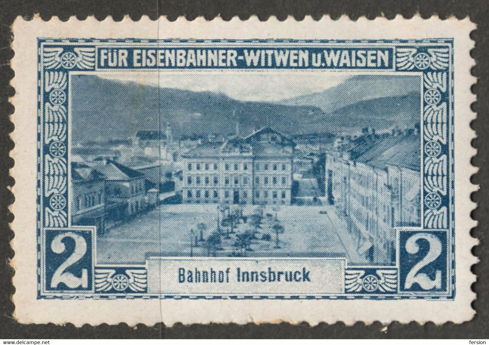 Train Station INNSBRUCK BAHNHOF Railway Widow Orphan Austria KuK Charity LABEL CINDERELLA VIGNETTE - Other & Unclassified