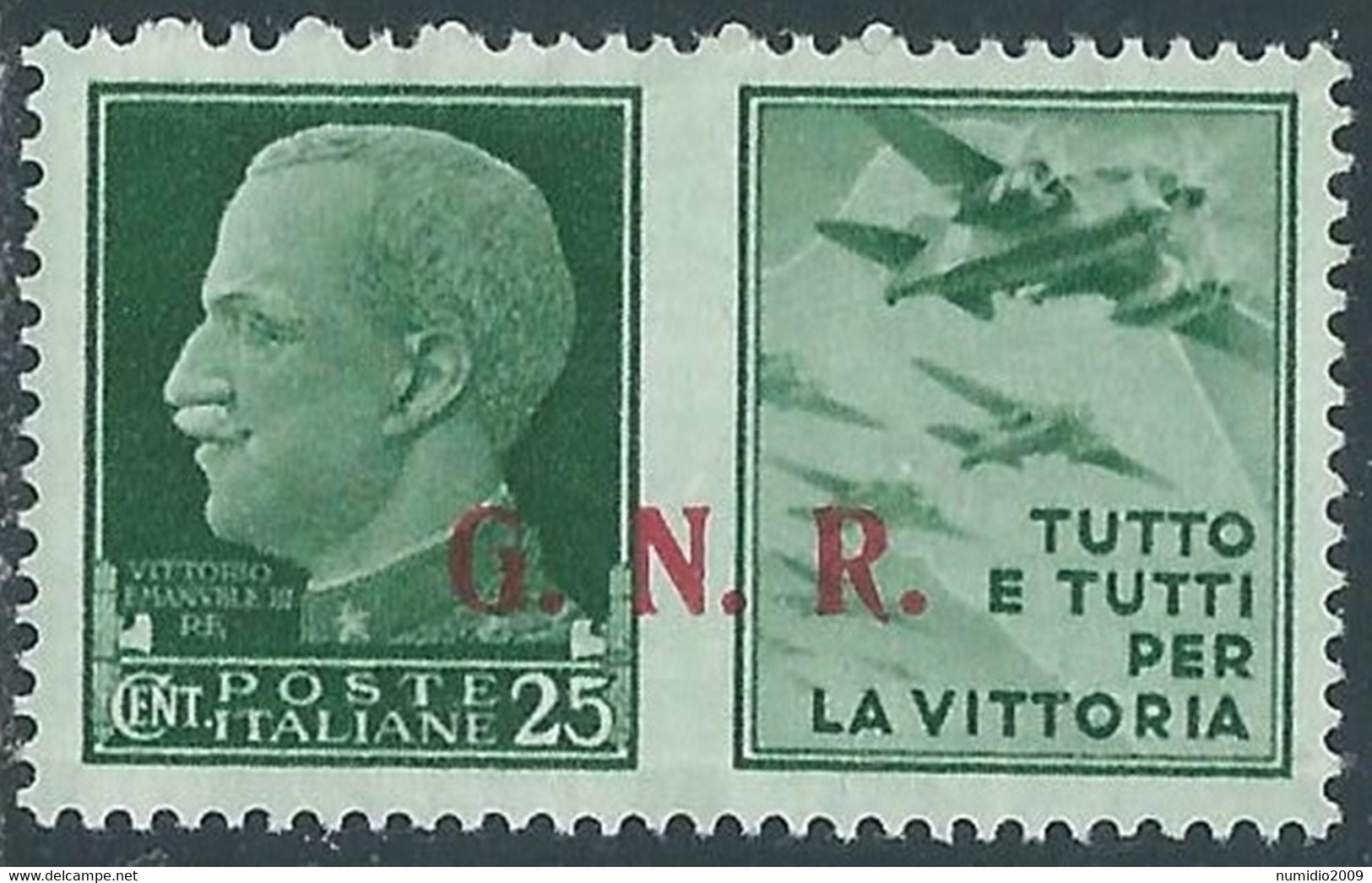 1944 RSI PROPAGANDA DI GUERRA 25 CENT BRESCIA III TIPO MH * - RE17-8 - War Propaganda