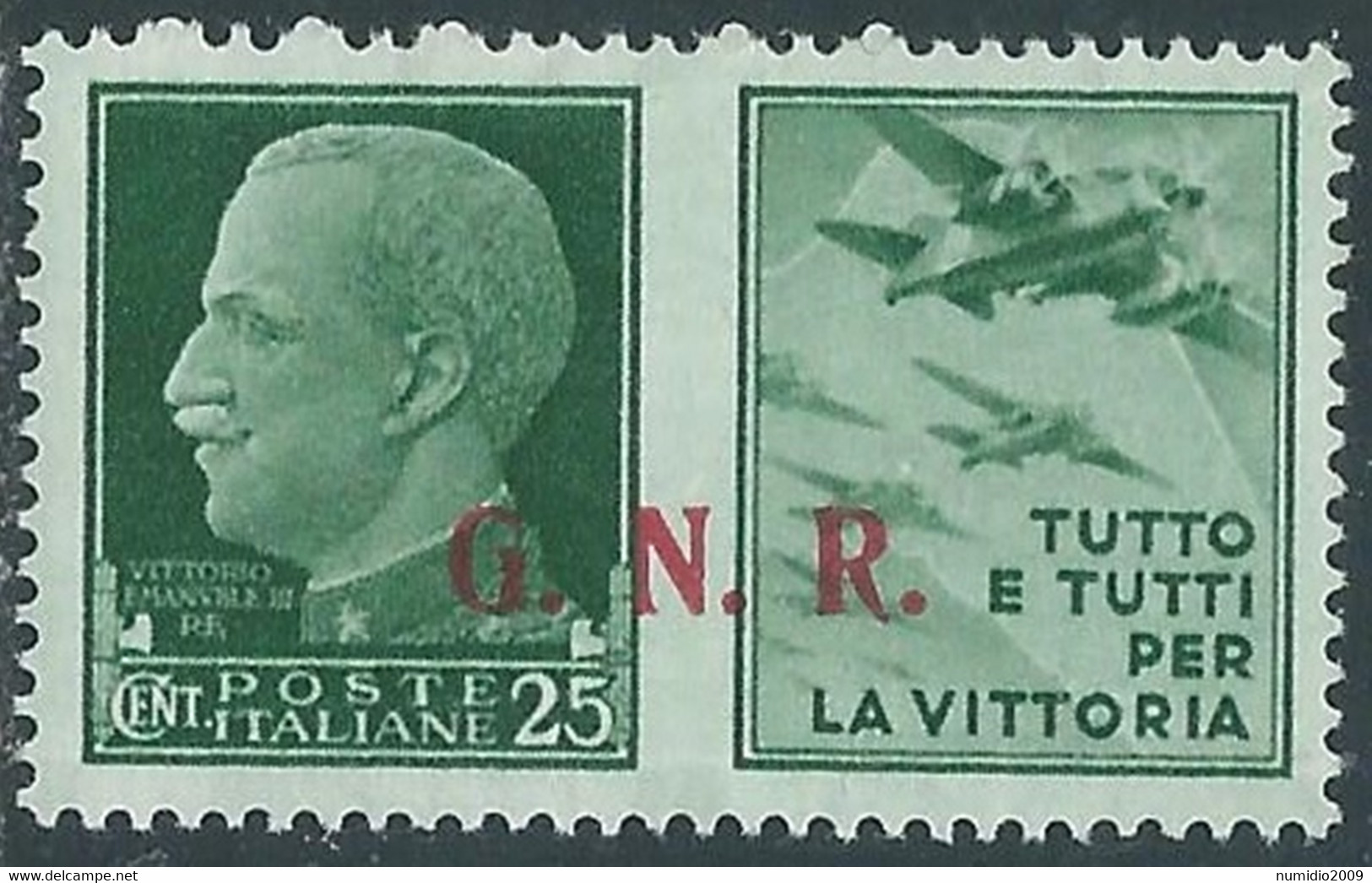 1944 RSI PROPAGANDA DI GUERRA 25 CENT BRESCIA III TIPO MH * - RE17-8 - Kriegspropaganda