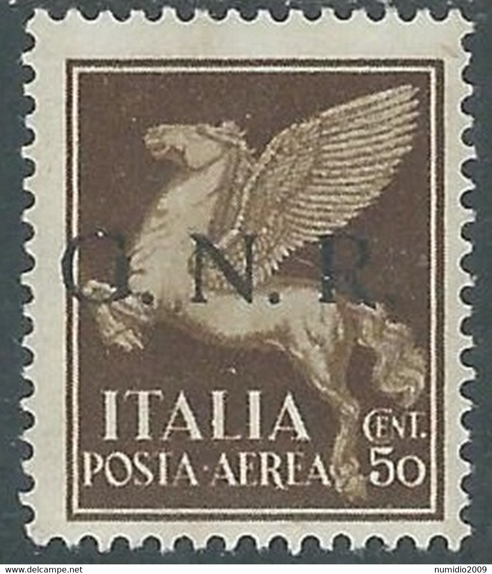 1944 RSI POSTA AEREA GNR 50 CENT TIRATURA BRESCIA MH * - RE20-2 - Luftpost