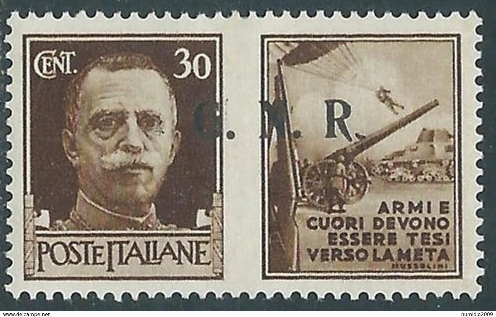 1944 RSI PROPAGANDA DI GUERRA 30 CENT BRESCIA III TIPO PUNTO DOPO R MH * RE17-8 - Propaganda Di Guerra