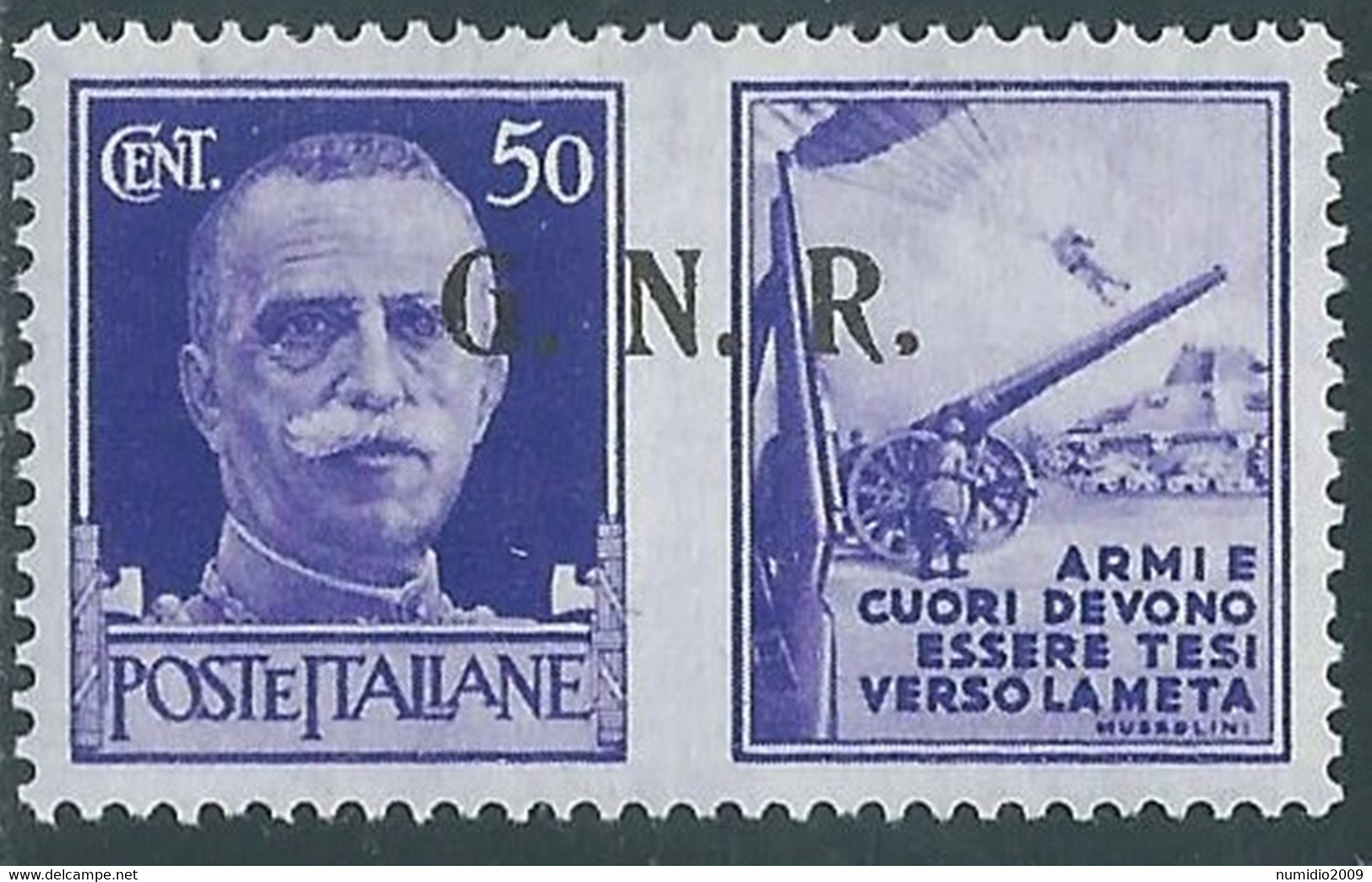 1944 RSI PROPAGANDA DI GUERRA 50 CENT BRESCIA III TIPO MH * - RE17-10 - War Propaganda