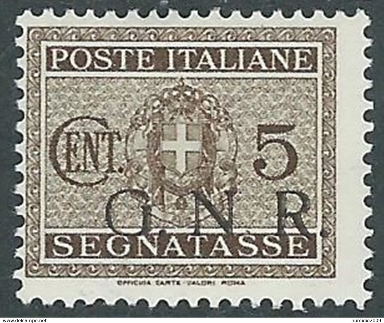 1944 RSI SEGNATASSE GNR 5 CENT TIRATURA BRESCIA PUNTO DOPO LA N MH * - E185 - Taxe