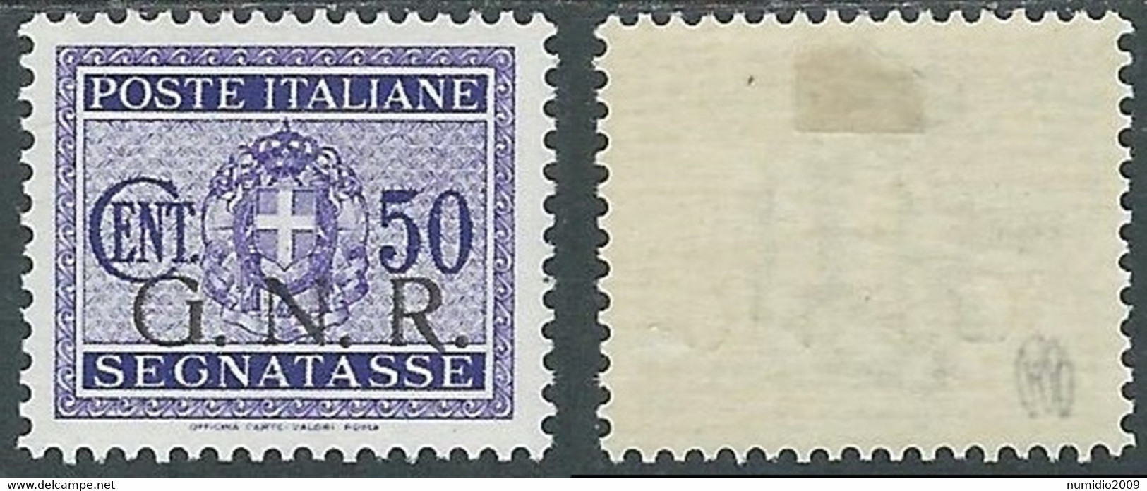 1944 RSI SEGNATASSE GNR 50 CENT TIRATURA BRESCIA MH * - RE20-3 - Segnatasse