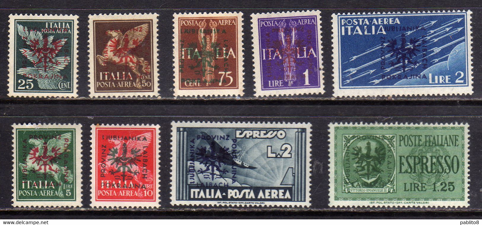 LUBIANA 1944 OCCUPAZIONE TEDESCA GERMAN OCCUPATION POSTA AEREA AIR MAIL SERIE COMPLETA COMPLETE SET MNH - Ljubljana