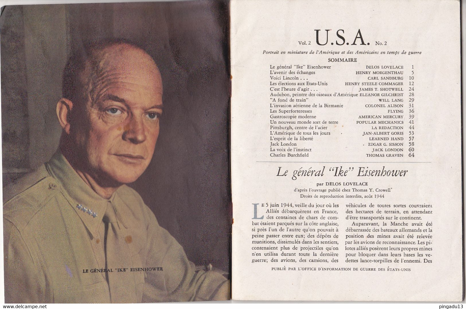 Au Plus Rapide WW2 Brochure USA - 1939-45