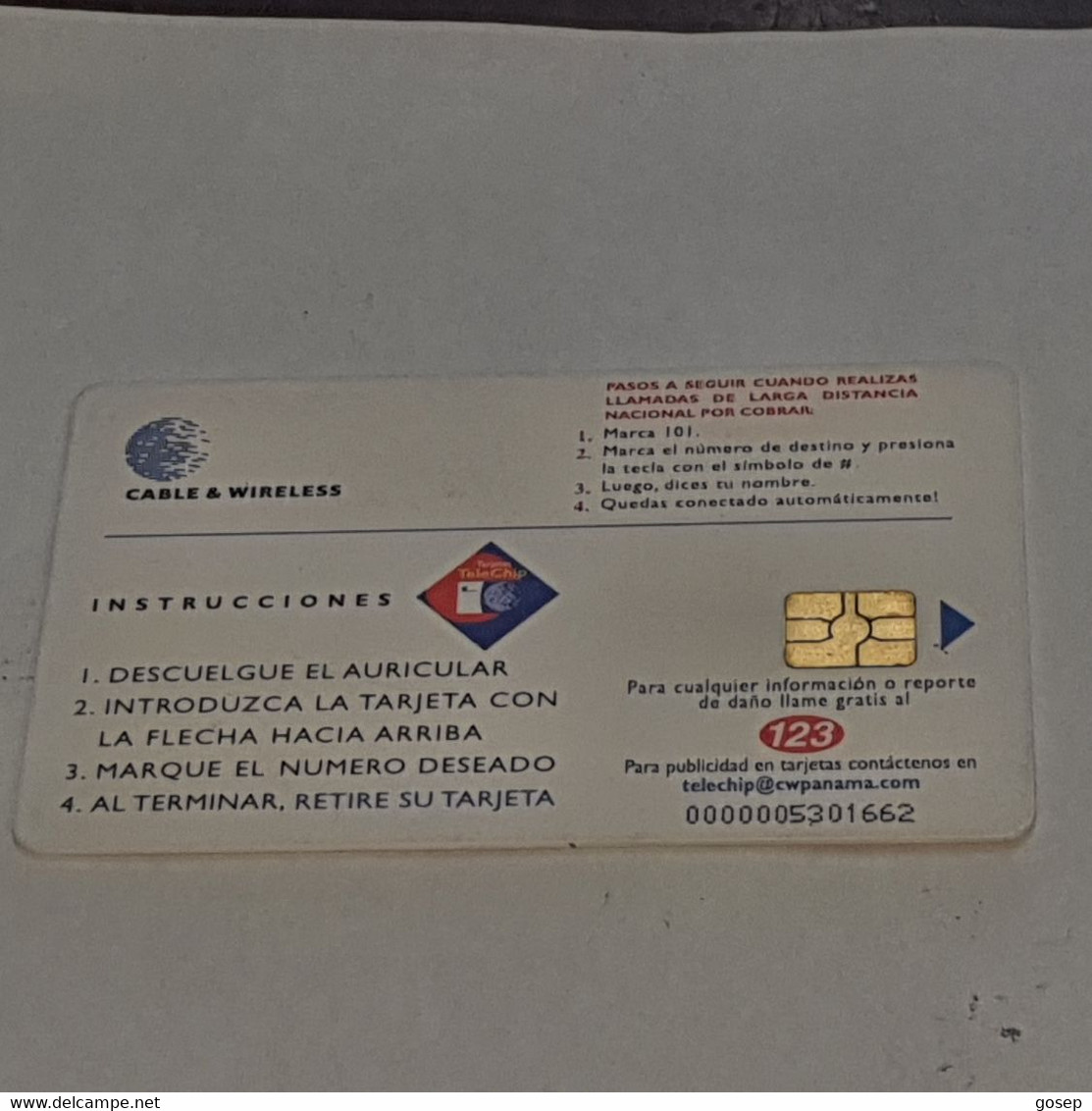 PANAMA-(PAN-C&W-058A)-larga Distancia 101-(6)-(b/.3.00)-(0000005301662)-used Card+1card Prepiad Free - Panama