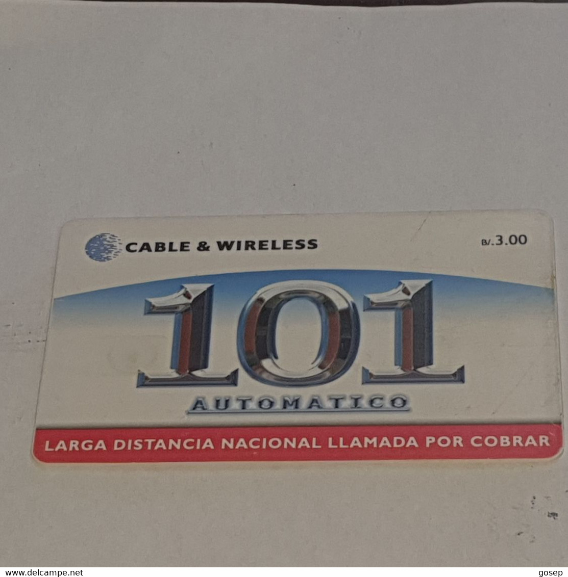 PANAMA-(PAN-C&W-058B)-larga Distancia 101-(7)-(b/.3.00)-(0000007848782)-used Card+1card Prepiad Free - Panamá