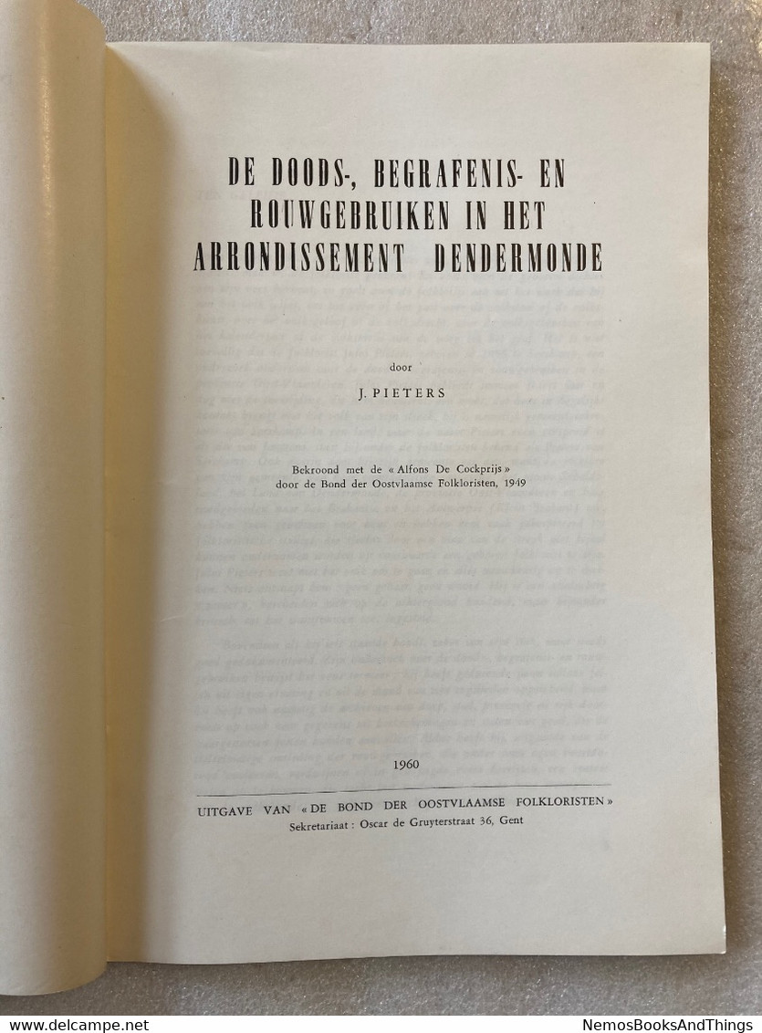1960 - Doods- Begrafenis- en Rouwgebruiken in het Arrondissement DENDERMONDE - Inhoud => Zie Foto's
