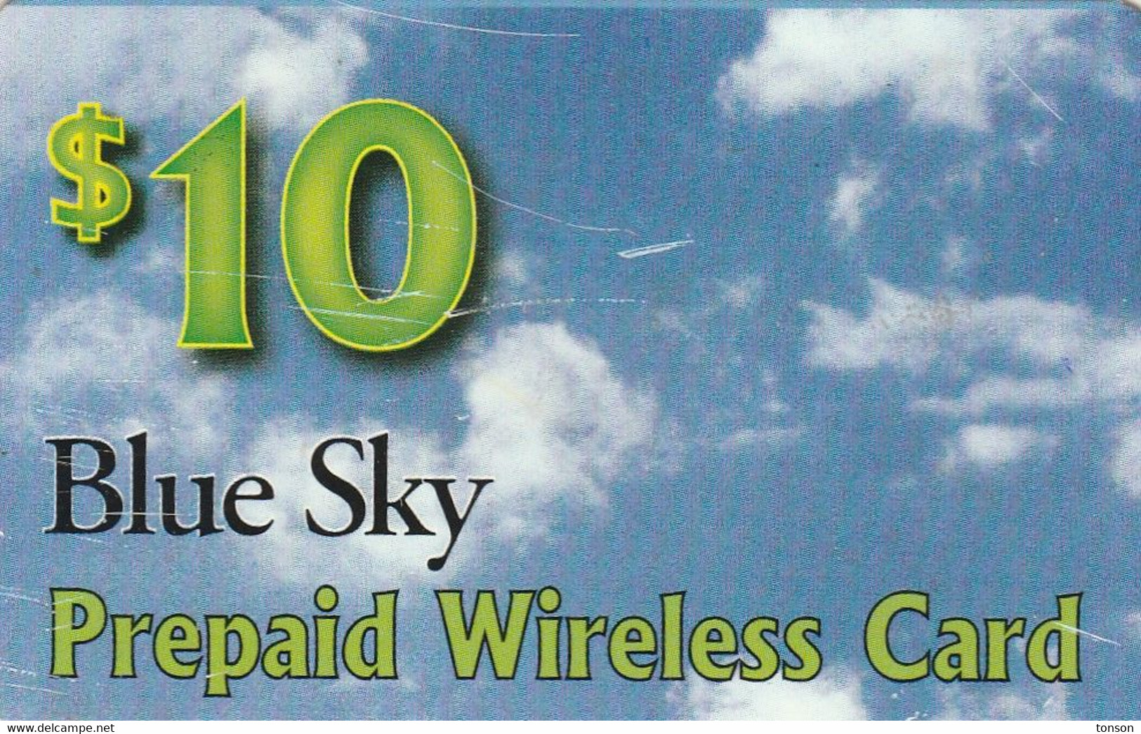 Country To Be Identified, $10 Blue Sky, Prepaid Wireless Card, 2 Scans. - Origen Desconocido