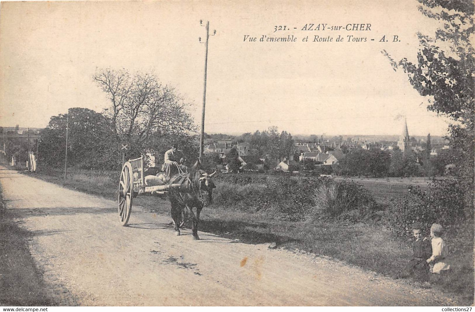 37-AZAY-SUR-CHER- VUE D'ENSEMBLE ET ROUTE DE TOURS - Azay-le-Rideau