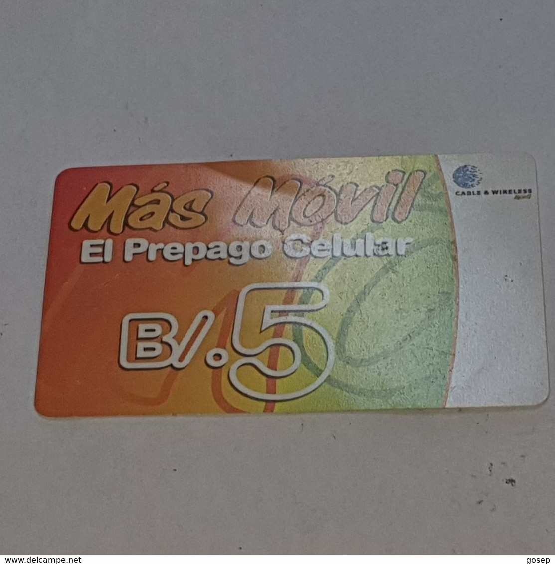 PANAMA-(PAN-C&W-204F)-mas Movil-white Edge-(13)-(b/.5.00)-(1256-4581-1632-4639)-used Card+1card Prepiad Free - Panama