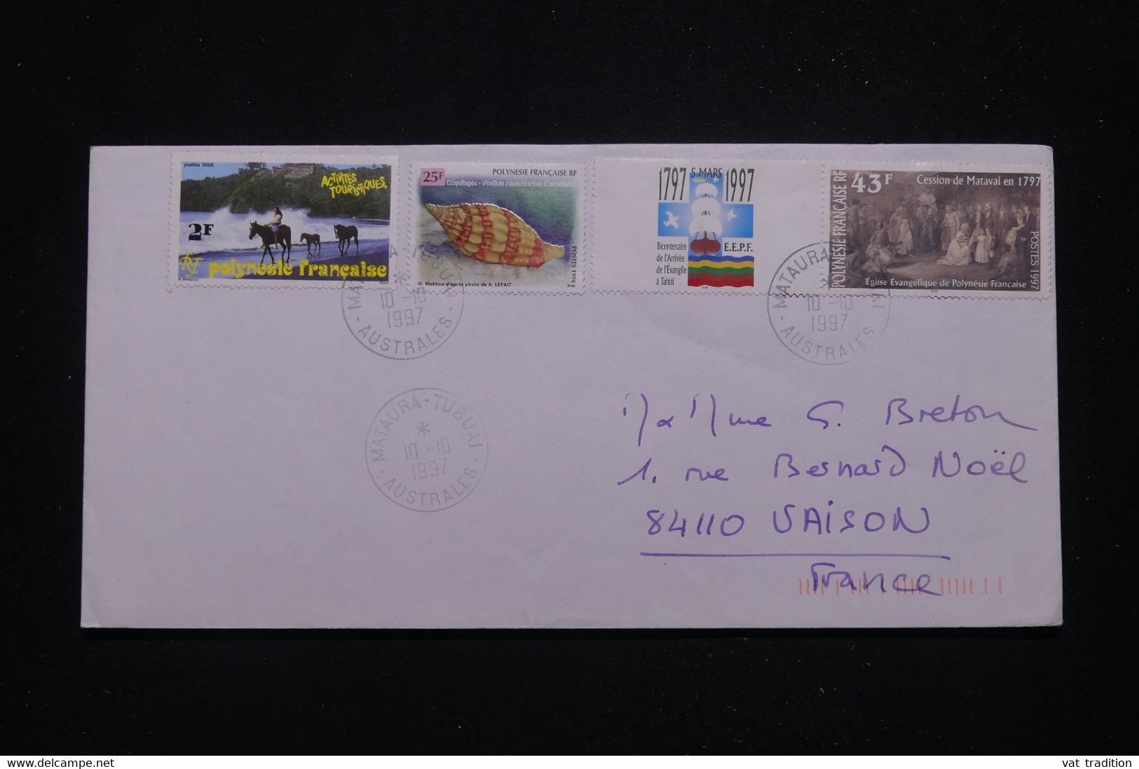 POLYNÉSIE - Enveloppe De Mataura En 1997 Pour La France - L 95795 - Lettres & Documents