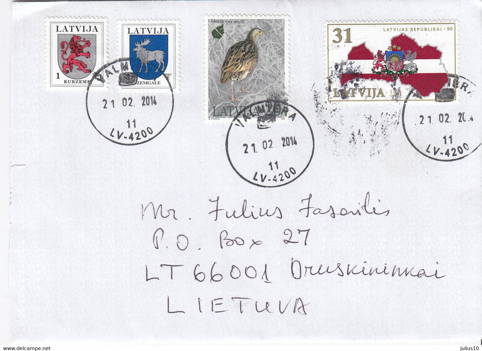 LATVIA 2014 Cover Sent To Lithuania Druskininkai #27143 - Letonia