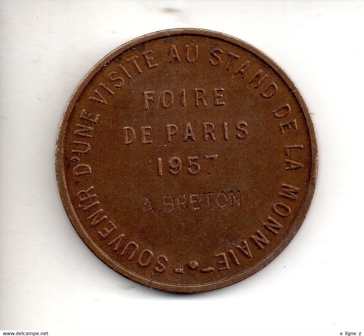 REF M5  : Monnaie COIN JETON Médaille Souvenir D'une Visite Au Stand De La Monnaie Foire Paris 1957 A BRETON Tour Eiffel - Otros & Sin Clasificación